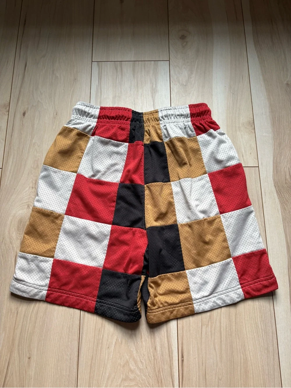 Jordan Flight Men’s Patchwork Mesh Basketball Shorts Red White Tan Size S